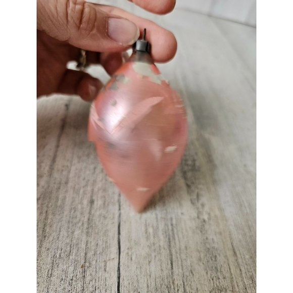 Vintage pink indent reflector shooting star glass ornament Xmas tree - Picture 3 of 8
